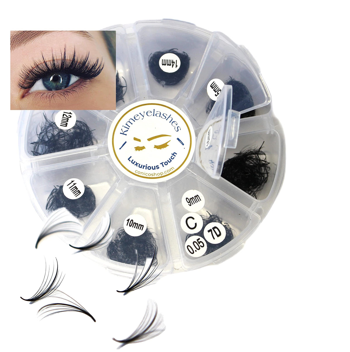 1000 premade volume fans box with mixed lengths 9-16mm