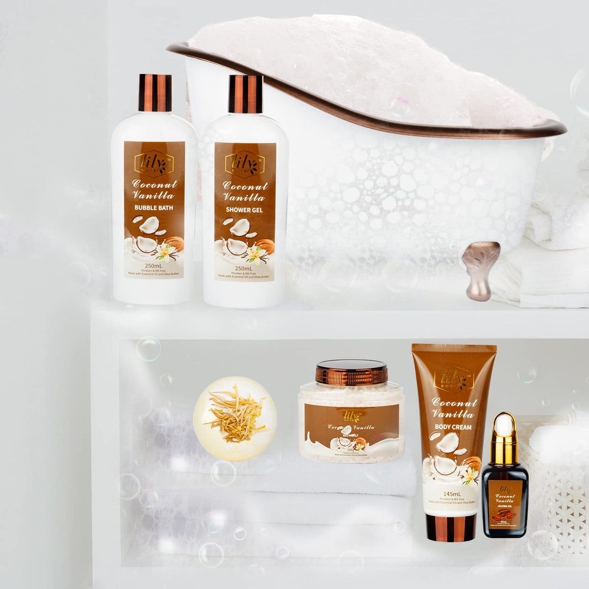 100g bath salt from LILY ROY Coconut Vanilla Spa Gift Set