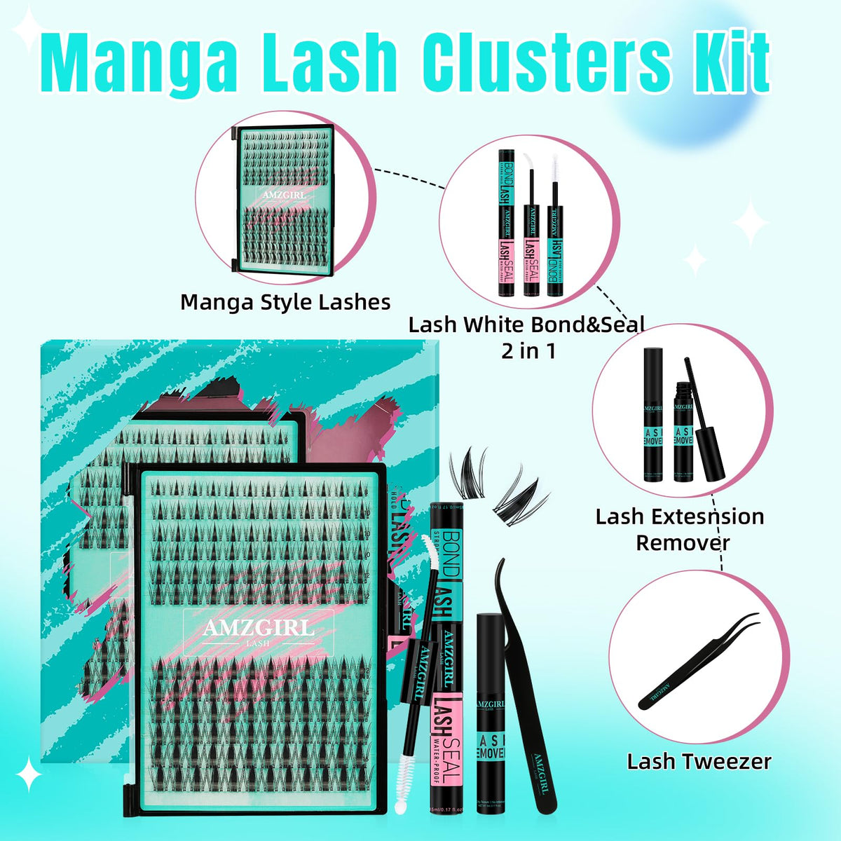 144pcs anime lash clusters displayed in the kit