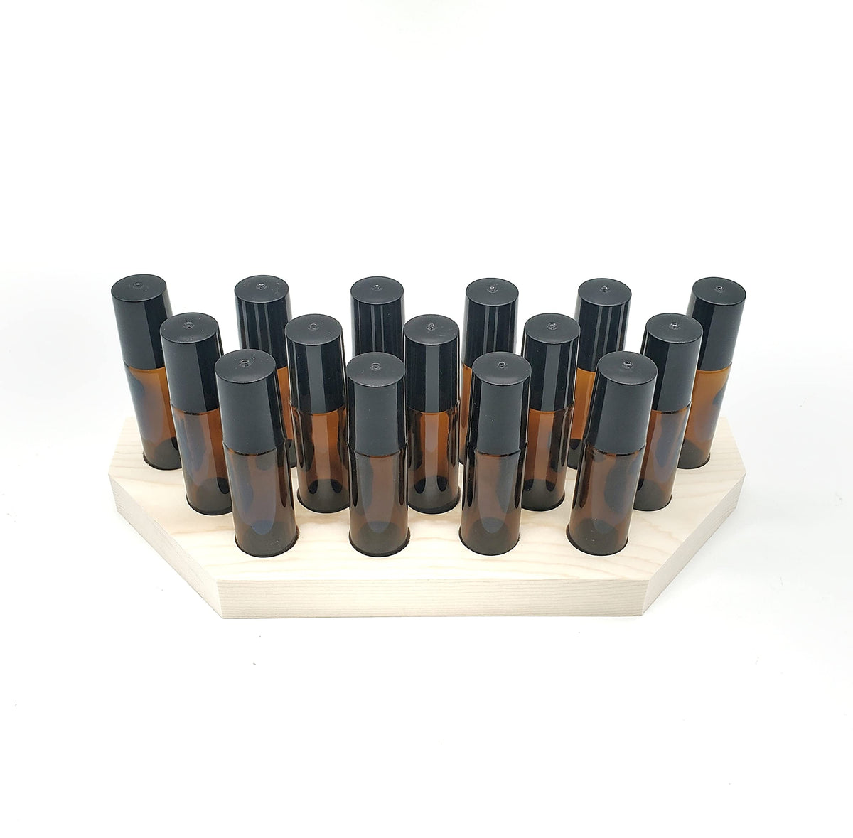 15 hole roller ball bottle display rack front view
