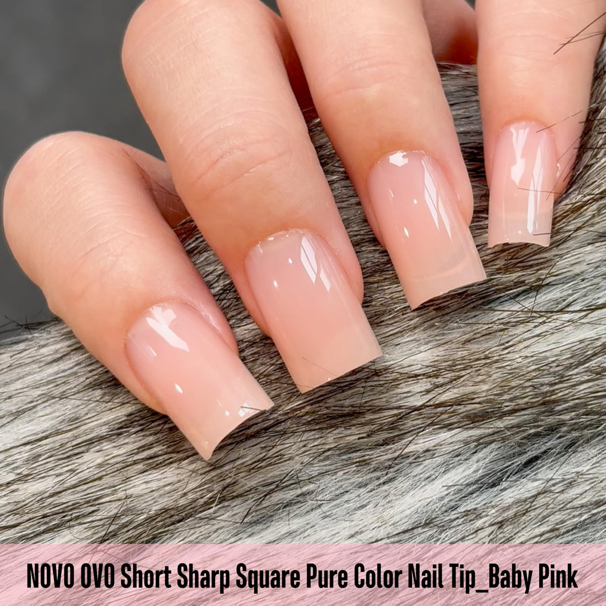 15 sizes of NOVO OVO Short Square Nail Tips Baby Pink
