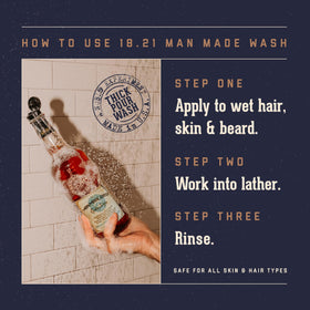 18.21 Man Made Absolute Mahogany 3-in-1 Body Wash in shower setting