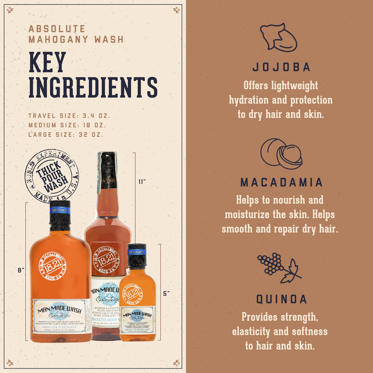 18.21 Man Made Absolute Mahogany 3-in-1 Body Wash with natural ingredients