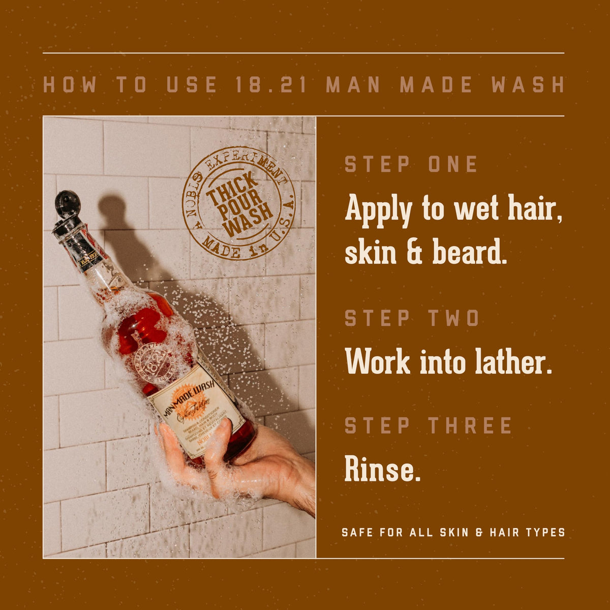18.21 Man Made Noble Oud 3-in-1 Wash in a bathroom setting