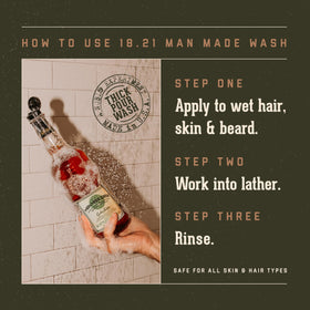 18.21 Man Made Spiced Vanilla 3-in-1 Body Wash with lush background