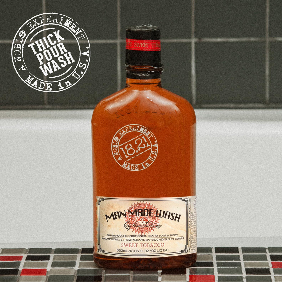 18.21 Man Made Sweet Tobacco 3-in-1 Body Wash with ingredients