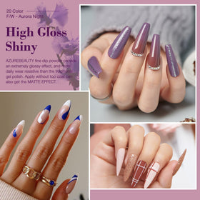 20 vibrant dip powder colours in AZUREBEAUTY kit