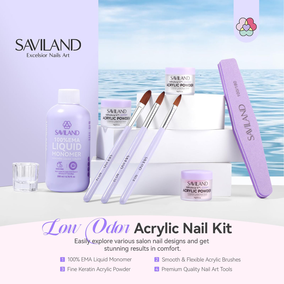 200ml monomer bottle included in SAVILAND Acrylic Nail Kit