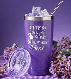 20oz stainless steel tumbler with motivational quote