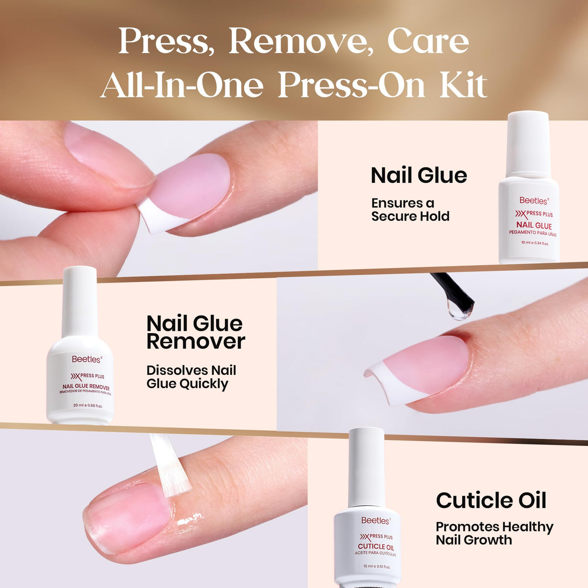 224 short square nail tips in assorted nude French styles