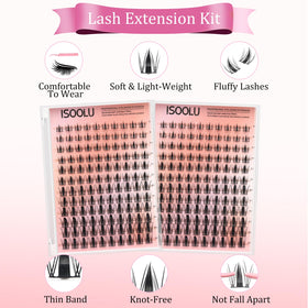 240 pcs of ISOOLU cluster lashes displayed in kit