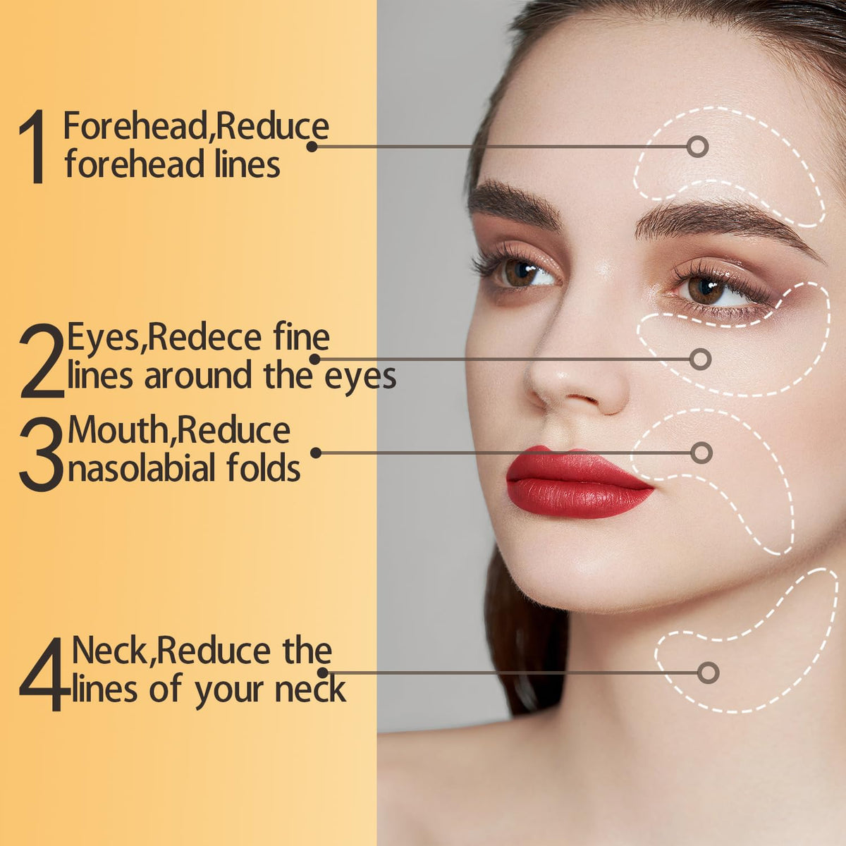 24k gold eye mask on a model's under-eye area