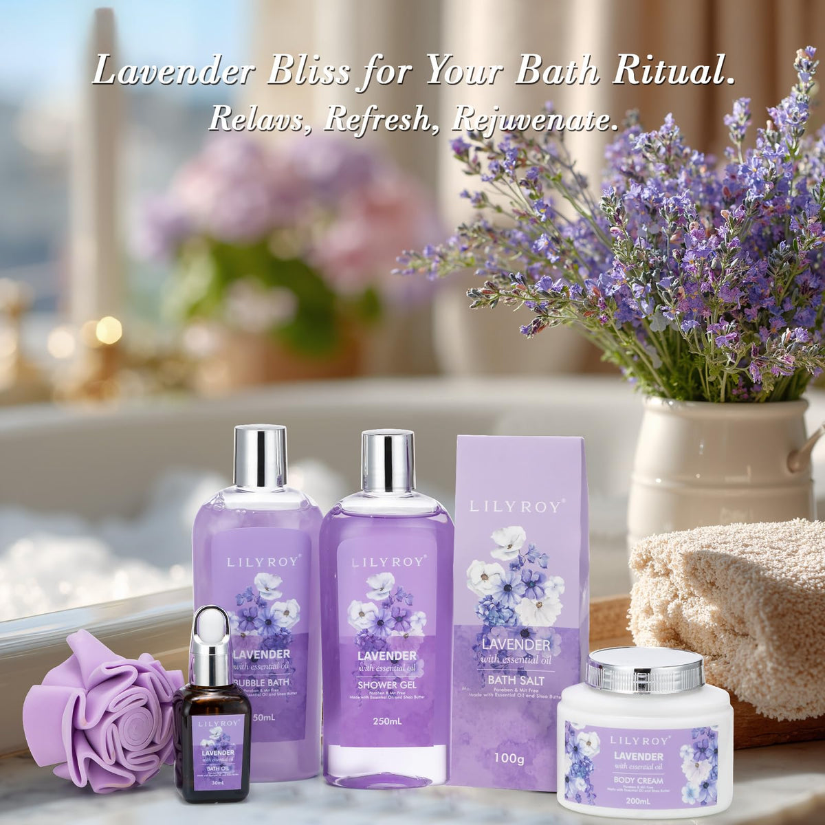 250ml bubble bath from LILY ROY Lavender Spa Gift Set