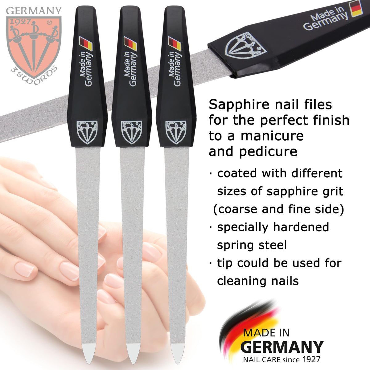 3 Swords Germany nail file with ergonomic grip
