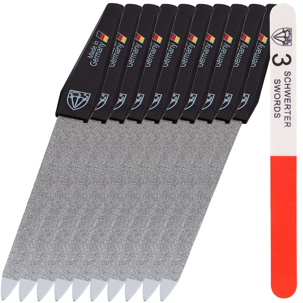 3 Swords Germany Sapphire Nail File Set 10 Pieces front view
