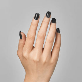 30 all black press on nails laid out