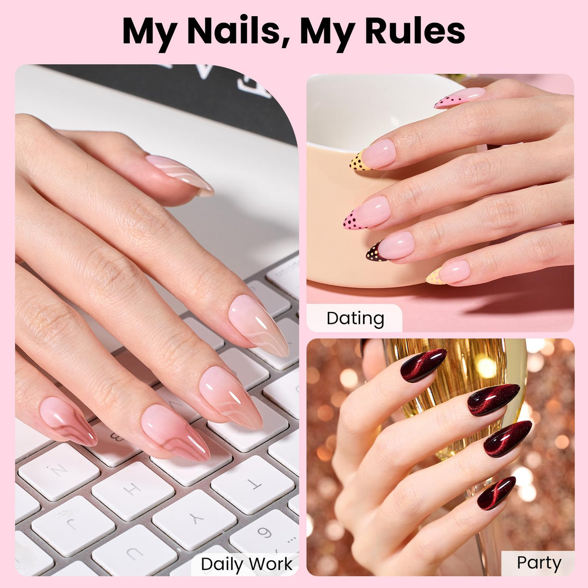 320pcs half matte almond nail tips in various sizes