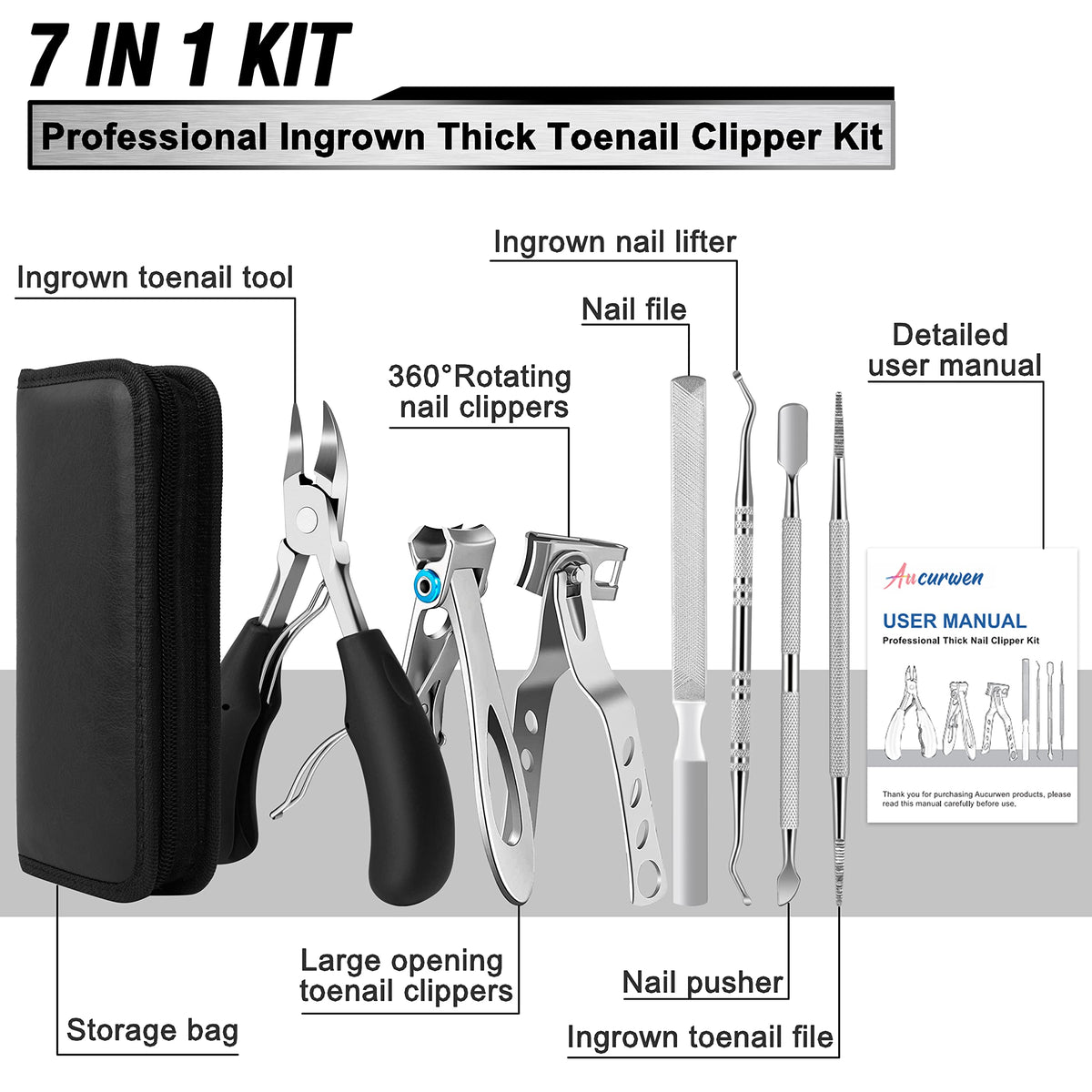 360° rotating toenail clipper from Aucurwen