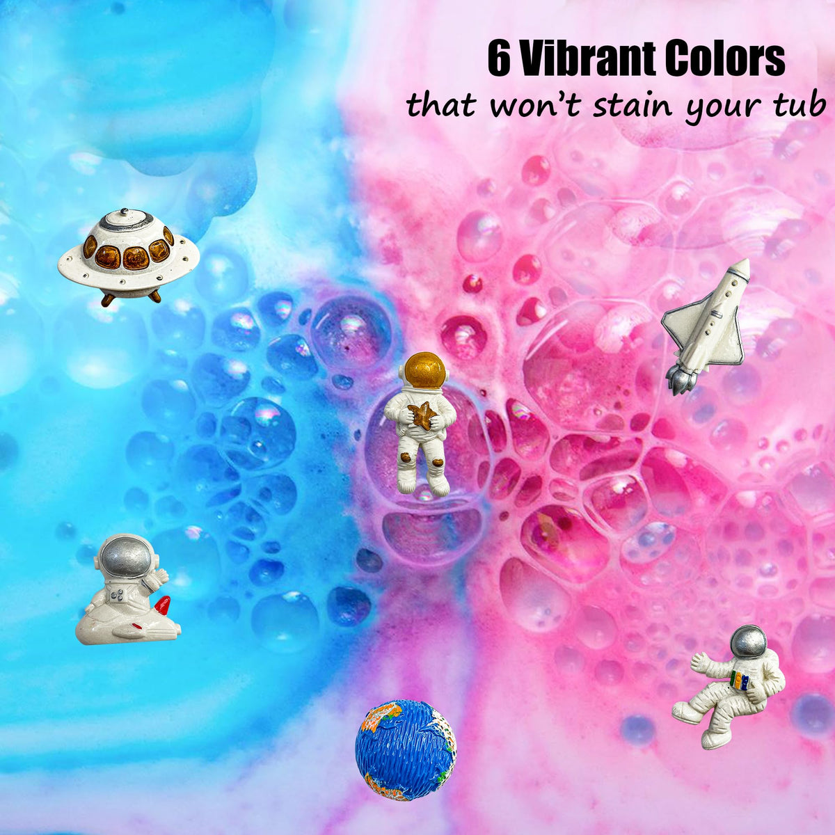 3D astronaut toy revealed from a Galaxy Bath Bomb