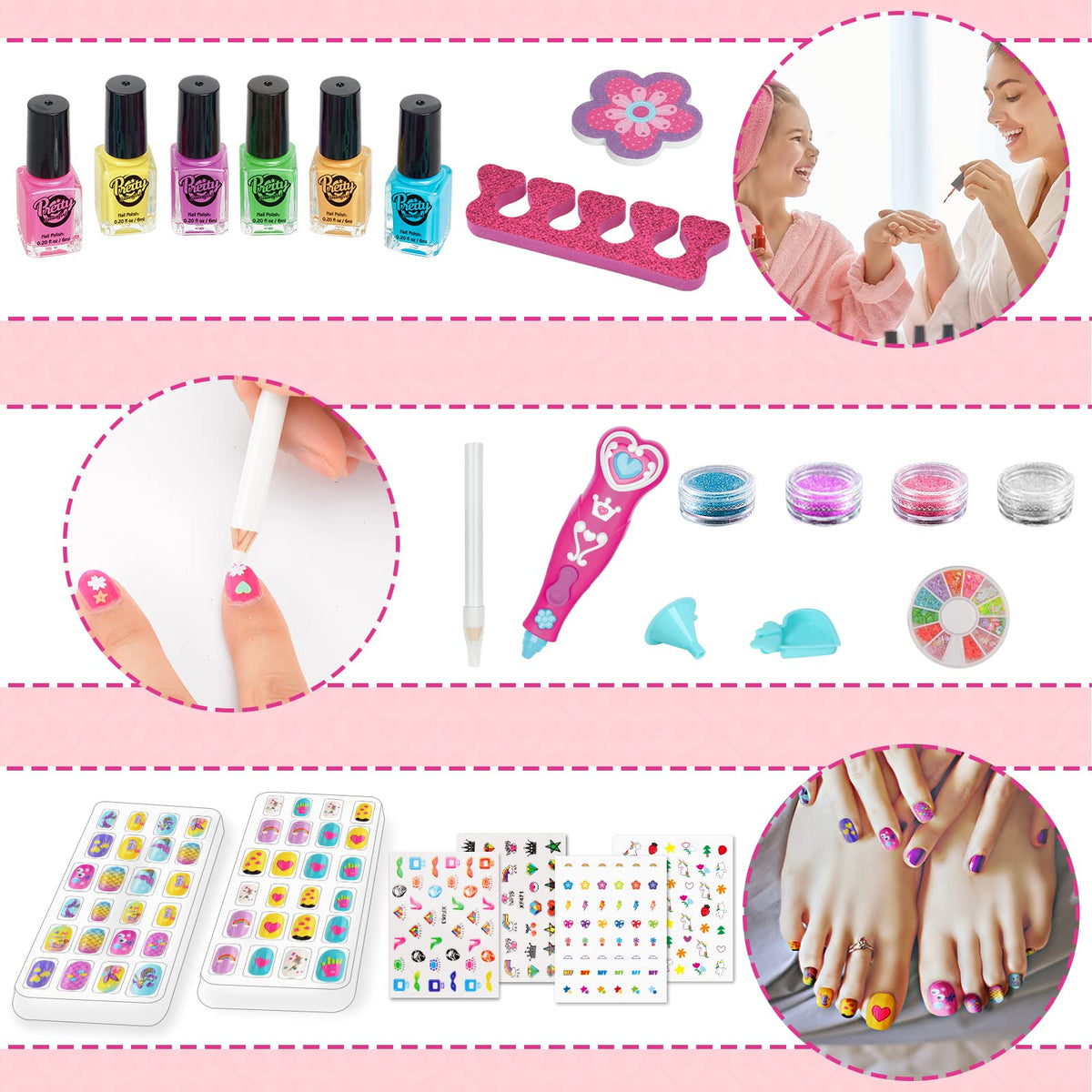 3D Nail Art designs from BATTOP Kids Nail Polish Set