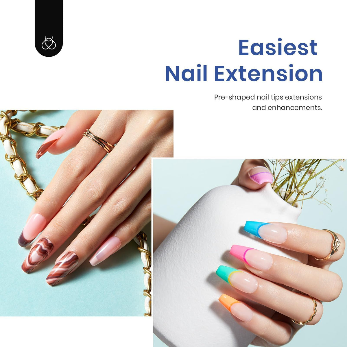 500 coffin shaped nail tips in assorted sizes