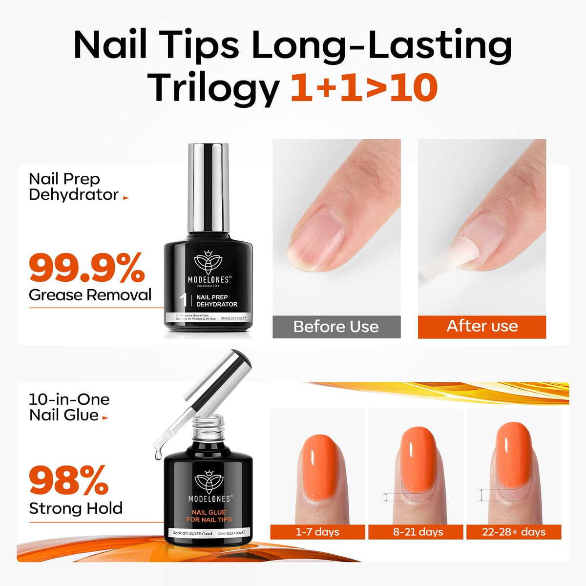 510 medium almond nail tips in various sizes