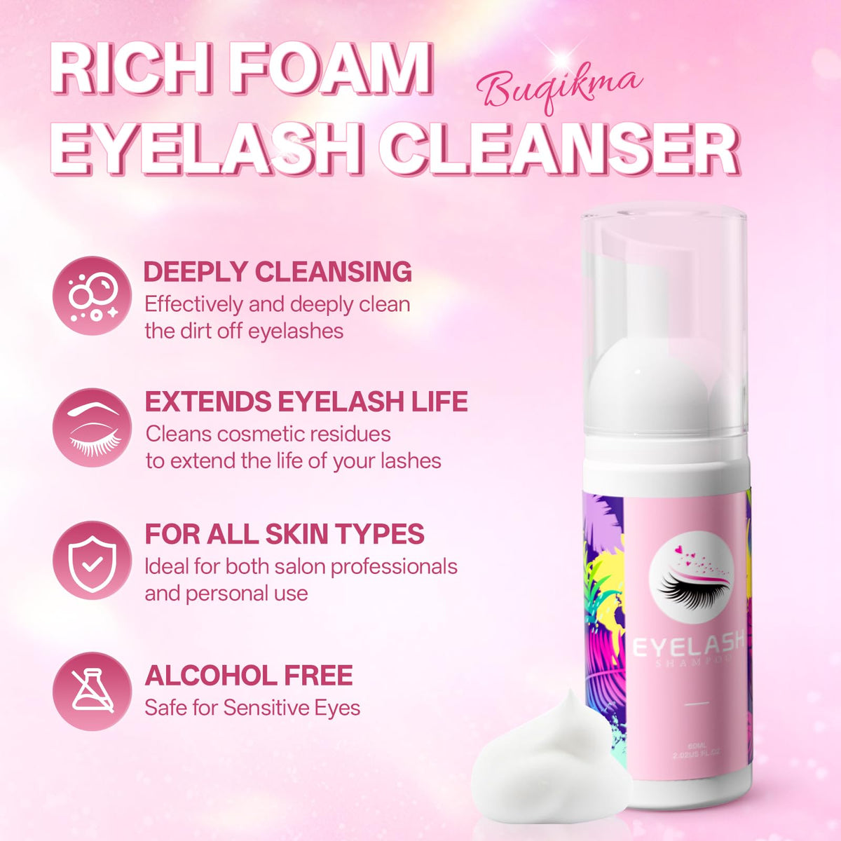 60ml lash shampoo bottle from Buqikma