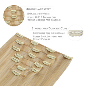 Wennalife Clip In Human Hair Extensions 14 Inch Light Blonde back view