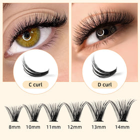 QUEWEL Cluster Lashes 30D 14mm individual lash close-up