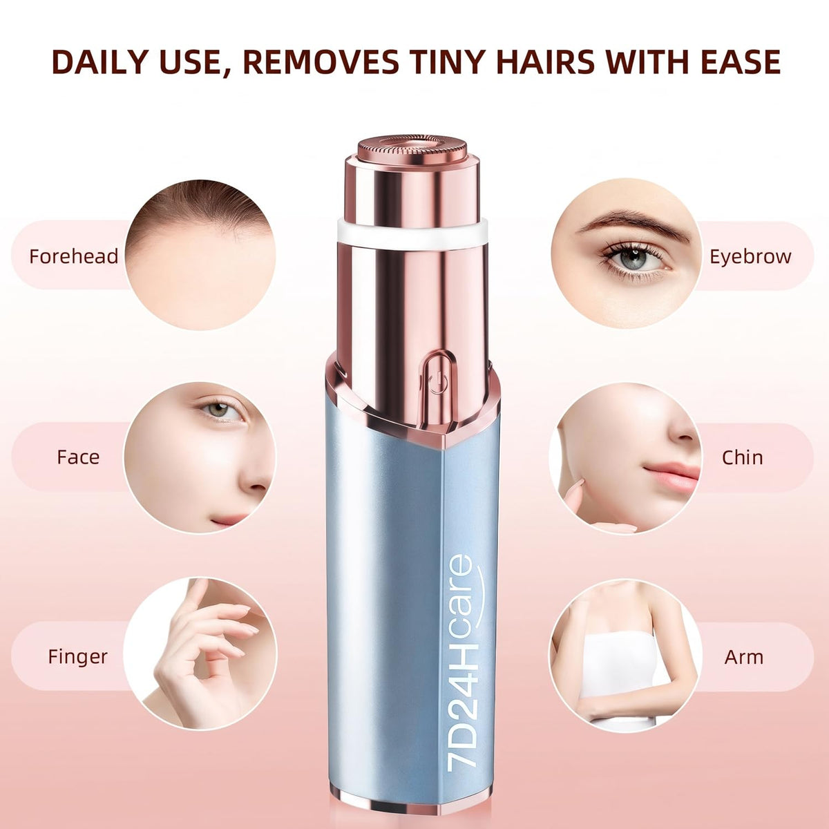 7d24hcare Facial Hair Remover cleaning brush and heads
