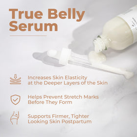 8 Sheep True Belly Serum with natural ingredients displayed