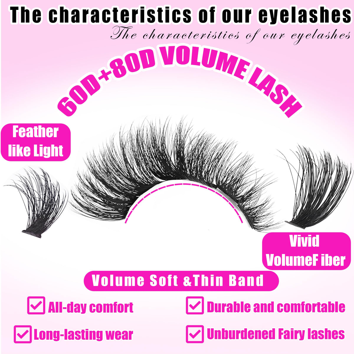 80D lash clusters showing volume and style