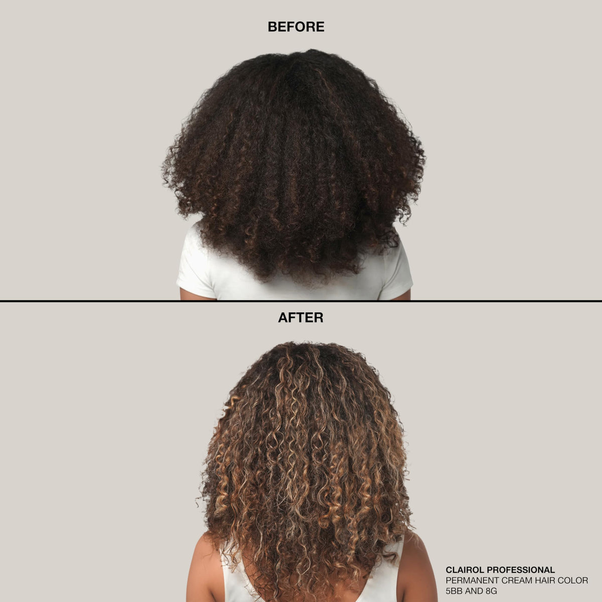 Clairol Professional hair color swatch on hair