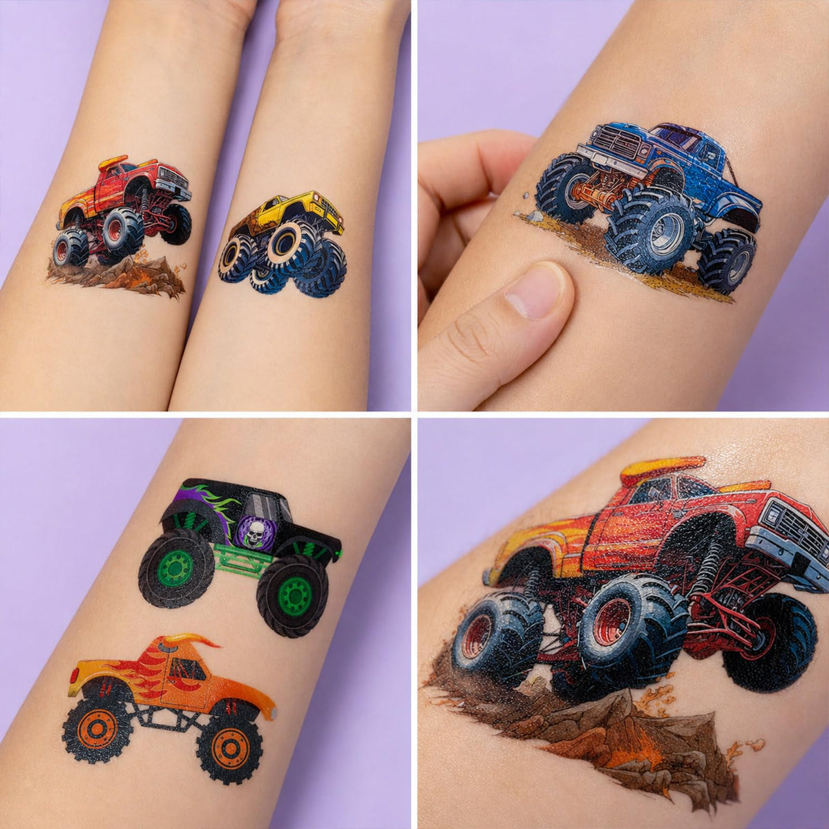 91TATTOOS Monster Truck Temporary Tattoos sheets layout
