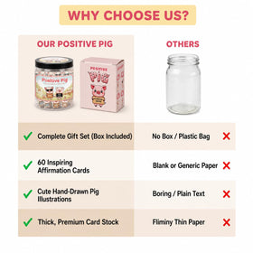 A hand picking an affirmation card from DEARMINE Positive Pig Jar