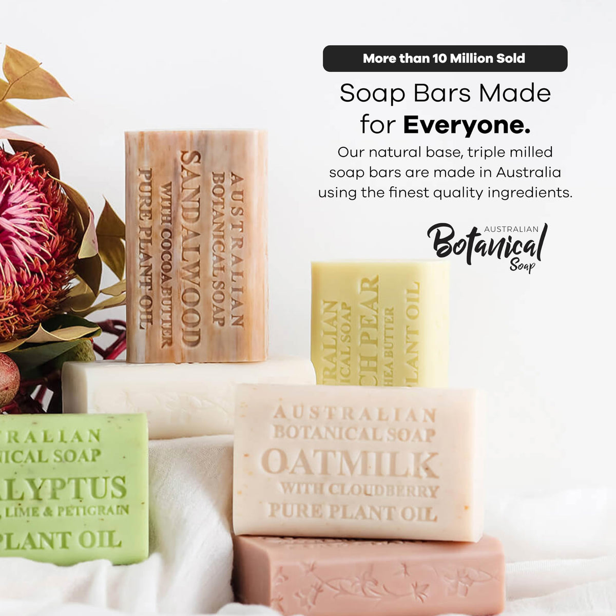 A hand using Australian Botanical Soap in a shower
