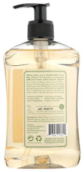 A LA MAISON Provence Lemon Liquid Hand Soap side view with label