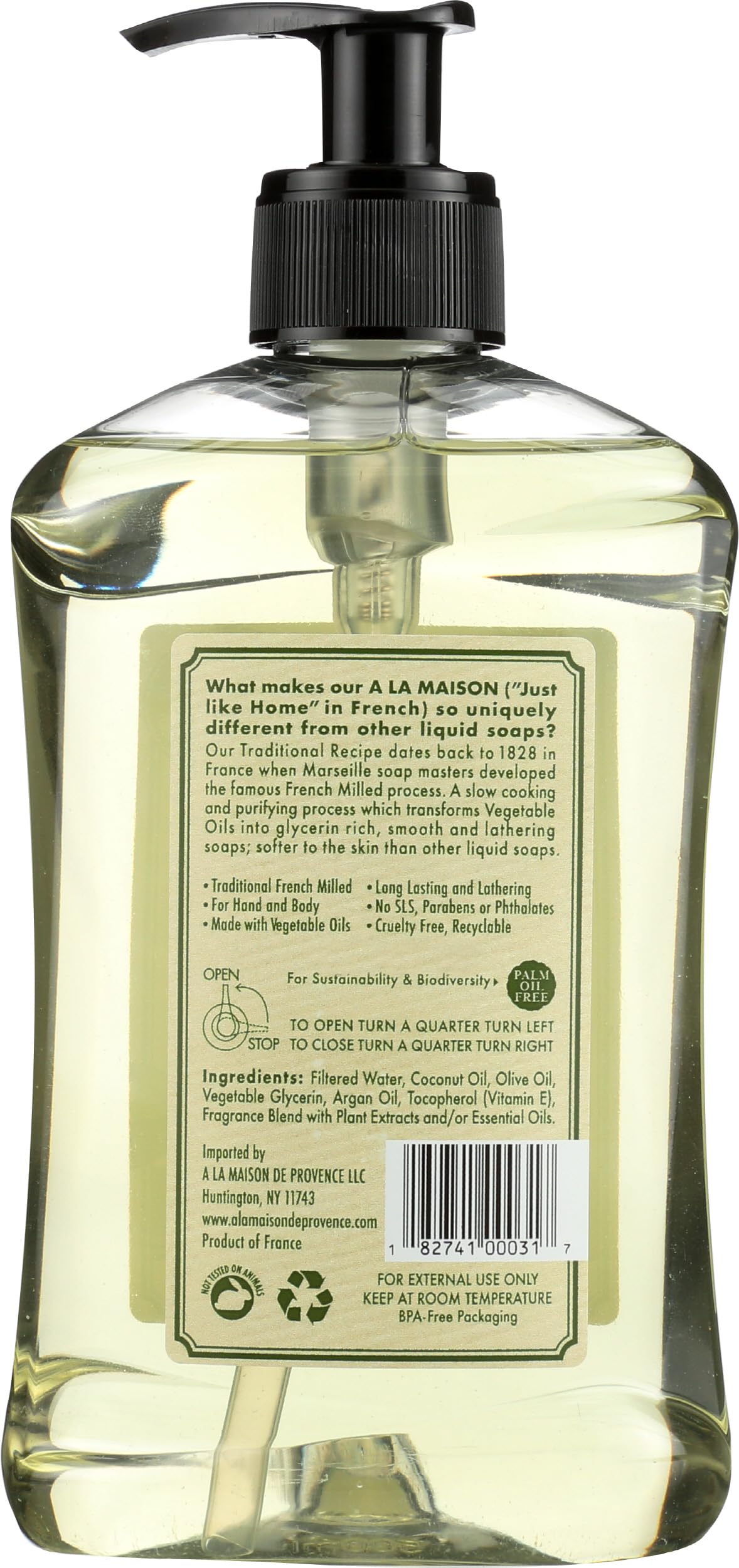 A LA MAISON Rosemary Mint Liquid Hand Soap bottle side view