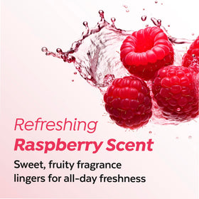 A'PIEU Raspberry Hair Mist bottle with raspberry background