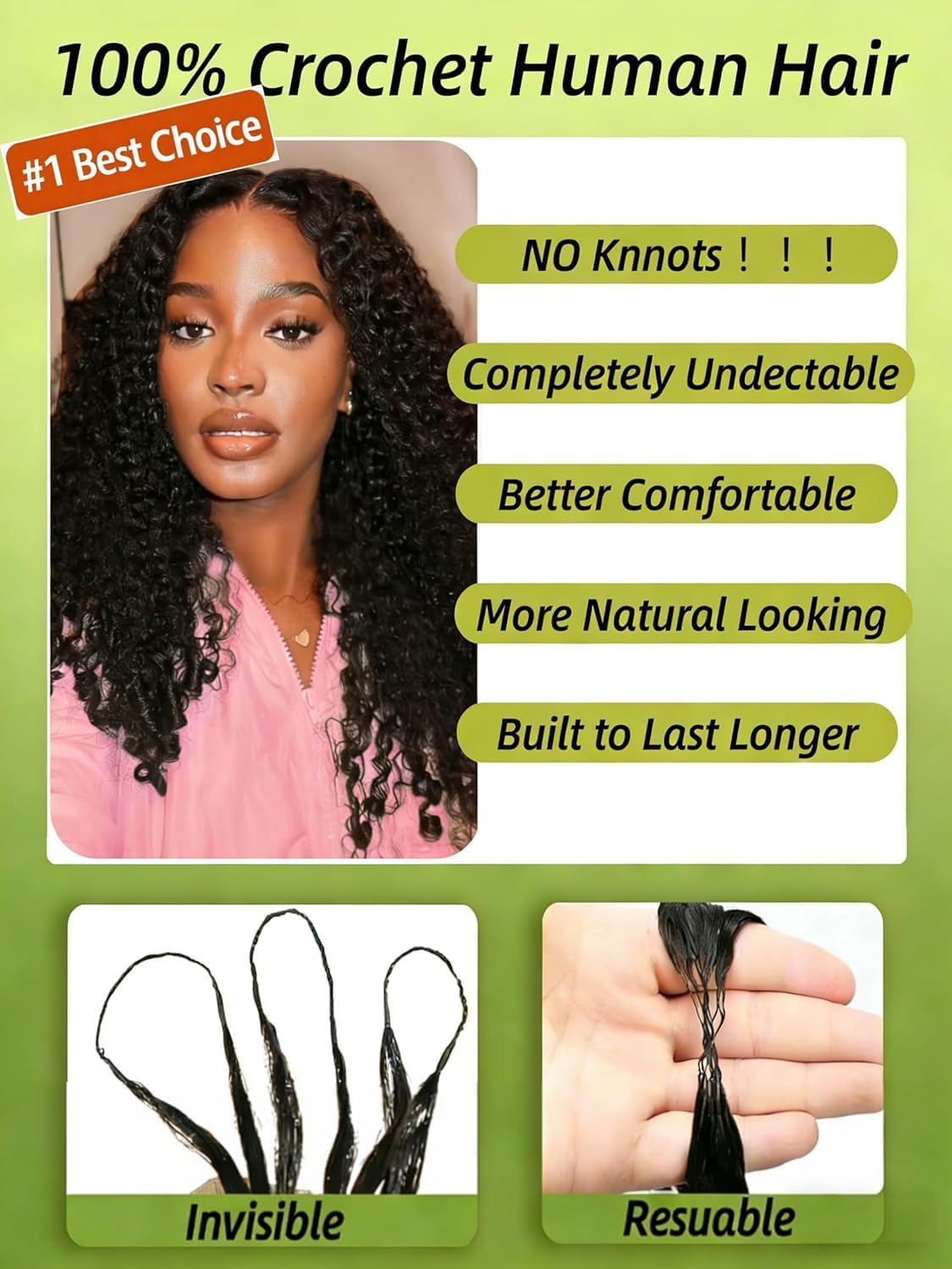 Aailvmey Human Crochet Hair Pre-Separated and Fluffed