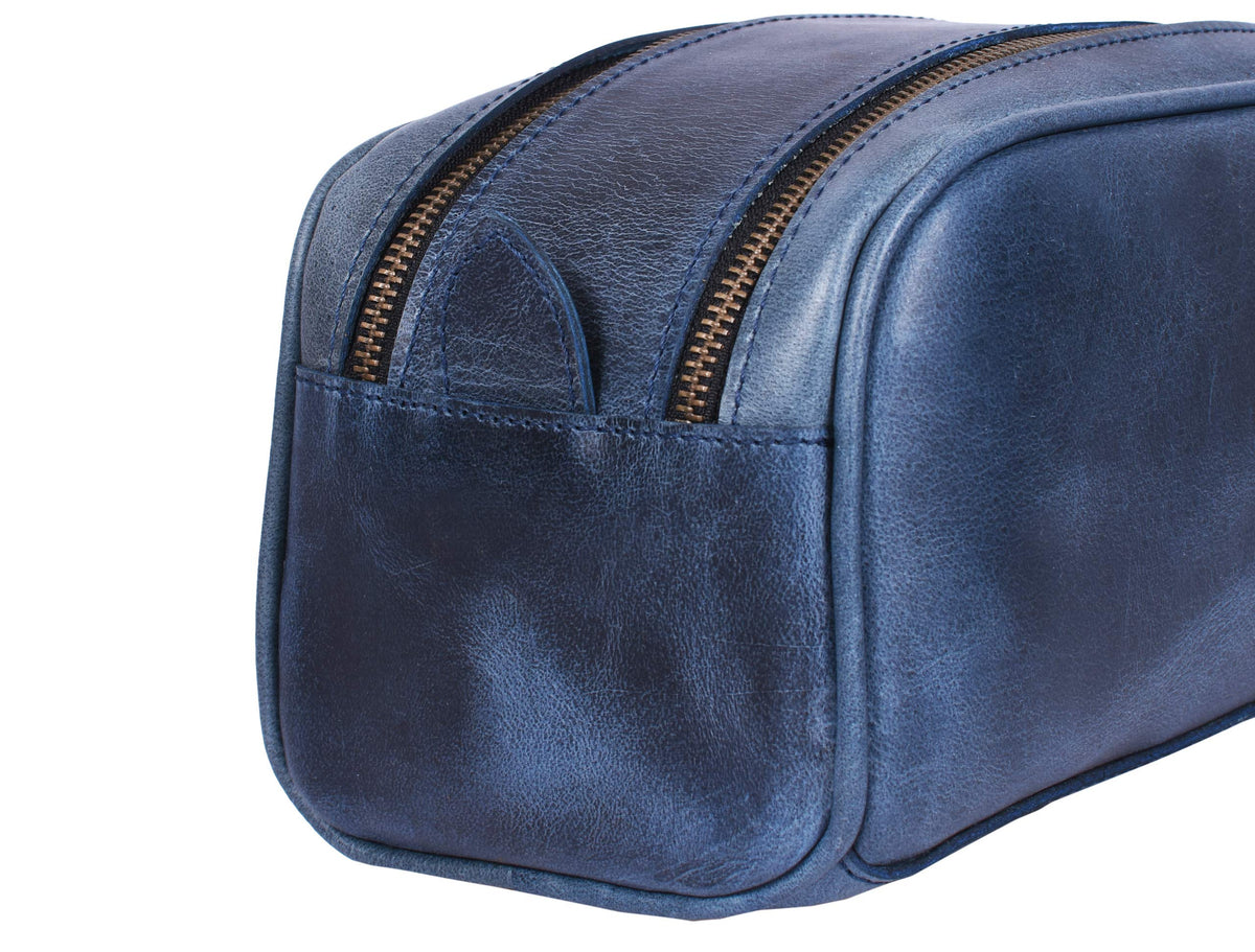 AARON LEATHER GOODS 10" Toiletry Pouch external zippered pocket