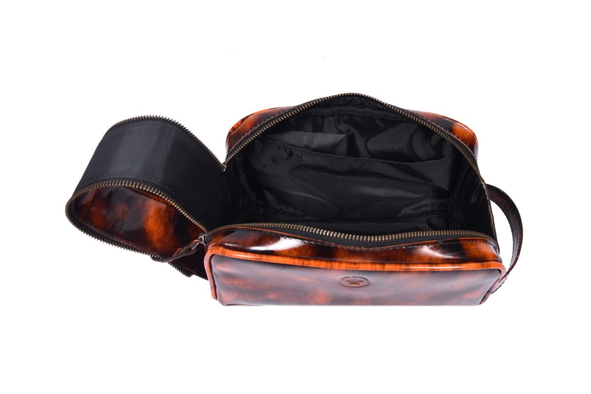 AARON LEATHER GOODS leather toiletry pouch with waterproof lining