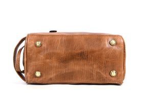 AARON LEATHER GOODS toiletry pouch bottom view with metal studs