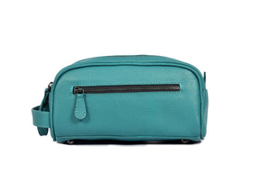 AARON LEATHER GOODS Vintage Dopp Kit side view with leather strap