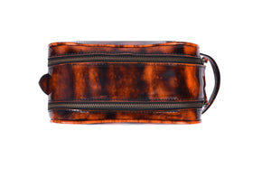 AARON LEATHER GOODS vintage leather toiletry bag side view