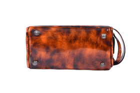 AARON LEATHER GOODS vintage leather toiletry pouch with metal studs