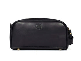 AARON Leather Toiletry Bag with accessories inside