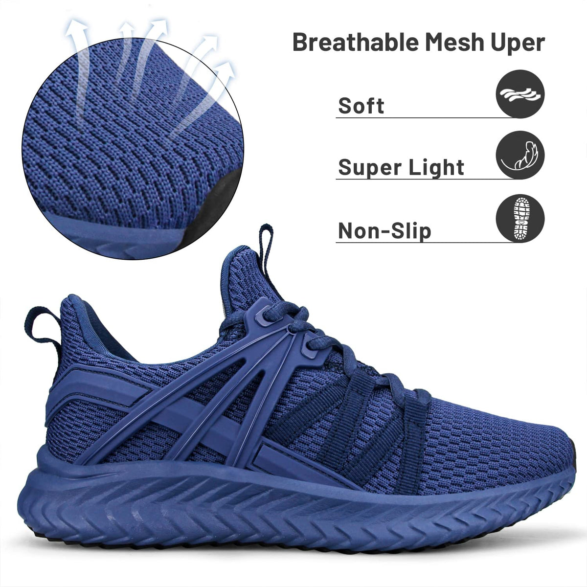 Abboos Women's Slip-On Sneakers Dark Blue side view