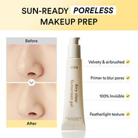 Abib Airy Clear Sunscreen Gel SPF 30 application on skin