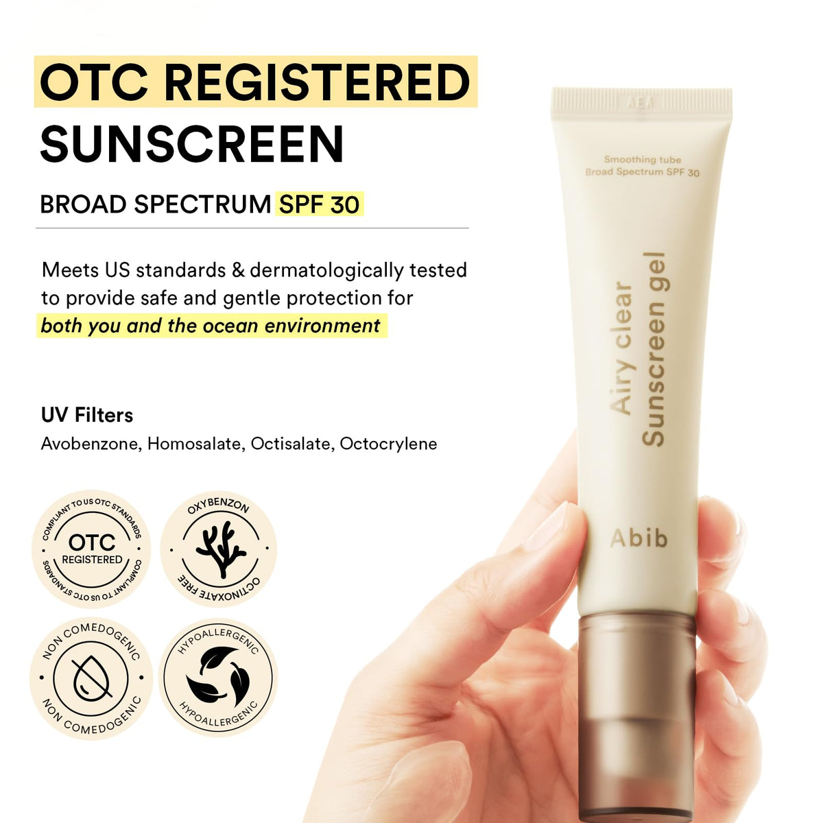 Abib Airy Clear Sunscreen Gel SPF 30 on a makeup table